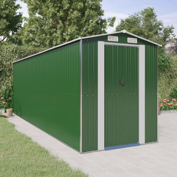 Capanno da Giardino Verde 192x606x223 cm Acciaio Zincato