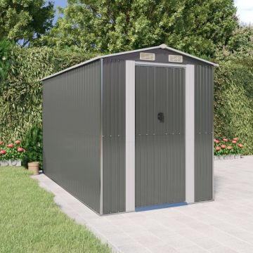 Capanno da Giardino Grigio Chiaro 192x357x223cm Acciaio Zincato