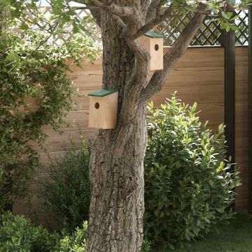 Casette per Uccelli 10 pz in Legno Massello di Abete 12x12x22cm