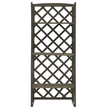 Fioriera con Traliccio Grigio 60x30x140 cm Massello di Abete
