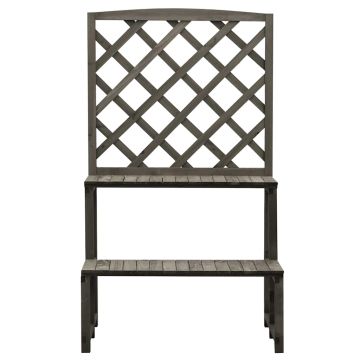 Fioriera con Traliccio Grigio 70x42x120 cm Massello di Abete
