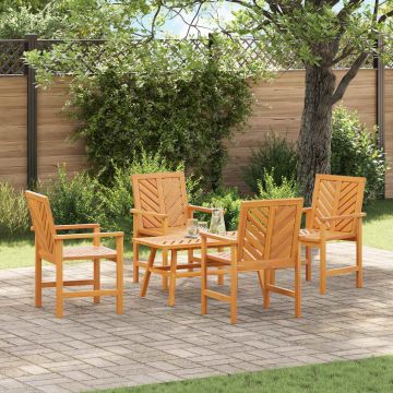 Set Lounge da Giardino 5 pz Marrone Legno di Acacia Massello