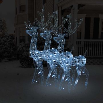 Decorazioni Natalizie Renne in Acrilico 3pz 128cm Bianco Freddo