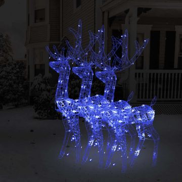Decorazioni Natalizie Renne in Acrilico 3 pz 128 cm Blu