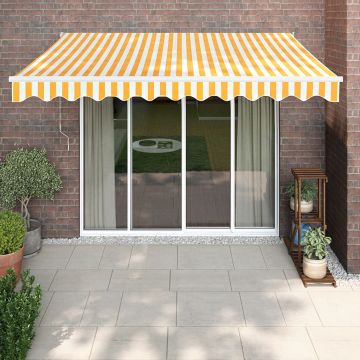 Tenda Retrattile Gialla e Bianca 3,5x2,5 m Tessuto e Alluminio