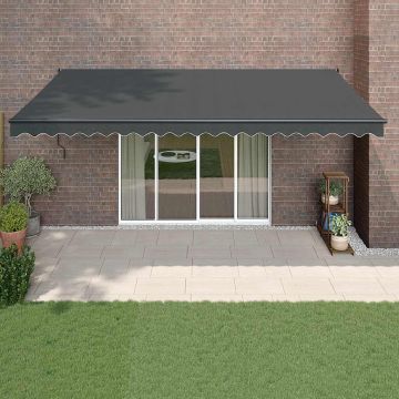 Tenda da Sole Retrattile Antracite 5x3 m in Tessuto e Alluminio