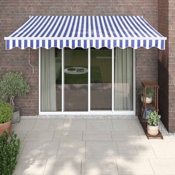 Tenda retrattile Blu e Bianco con Struttura Bianca 3 x 2,5 m