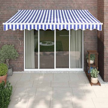Tenda retrattile Blu e Bianco con Struttura Bianca 3,5 x 2,5 m