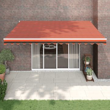 Tenda retrattile Arancione e Marrone con Struttura Bianca