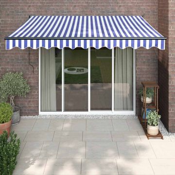 Tenda retrattile Blu e Bianco con Struttura Antracite