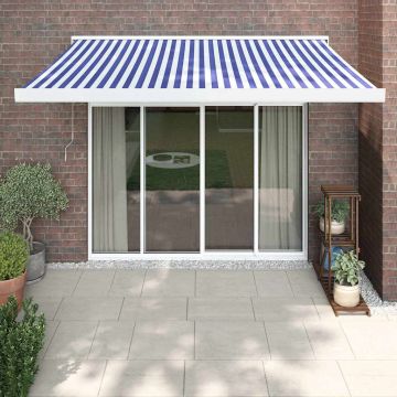Tenda retrattile Blu e Bianco con Struttura Bianca 3 x 2,5 m