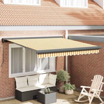 Tenda retrattile Giallo e Bianco con Struttura Antracite