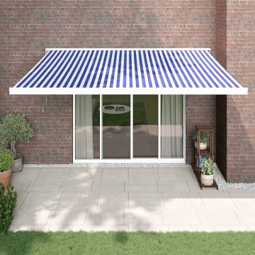 Tenda retrattile Blu e Bianco 450 × 300 cm Tessuto e Metallo