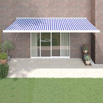 Tenda retrattile Blu e Bianco 500 × 300 cm Tessuto e Metallo