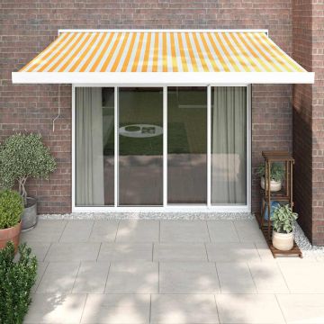 Tenda retrattile Giallo e Bianco 350 x 250 cm Tessuto e Metallo