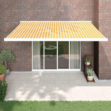 Tenda retrattile Giallo e Bianco 400 × 300 cm Tessuto e Metallo