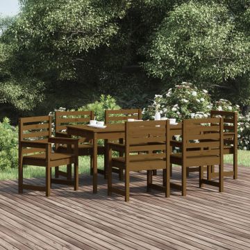 Set da Pranzo da Giardino 7 pz ambra in Legno Massello di Pino