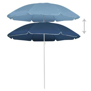 Ombrellone da Giardino con Palo in Acciaio Blu 180 cm