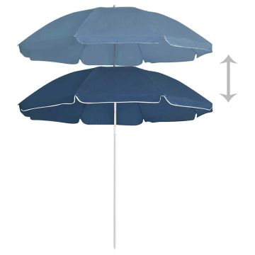 Ombrellone da Giardino con Palo in Acciaio Blu 180 cm