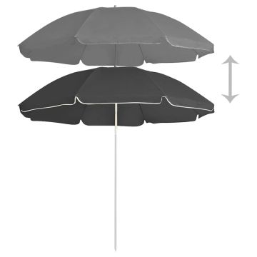 Ombrellone Giardino con Palo in Acciaio Antracite 180 cm