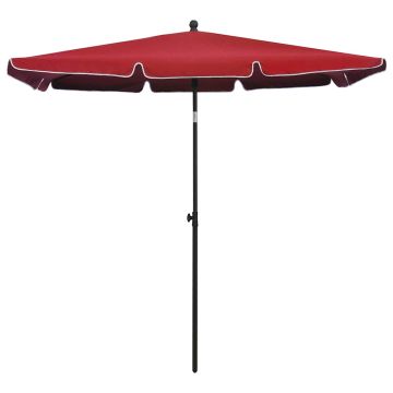 Ombrellone da Giardino con Palo 210x140 cm Rosso Bordò