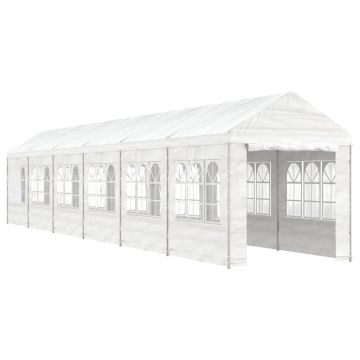Gazebo con Tetto Bianco 13,38x2,28x2,69 m in Polietilene