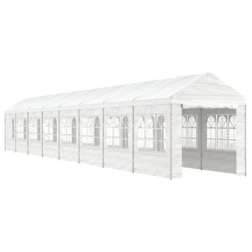 Gazebo con Tetto Bianco 17,84x2,28x2,69 m in Polietilene