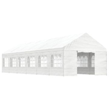 Gazebo con Tetto Bianco 13,38x4,08x3,22 m in Polietilene