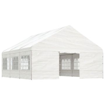 Gazebo con Tetto Bianco 6,69x5,88x3,75 m in Polietilene