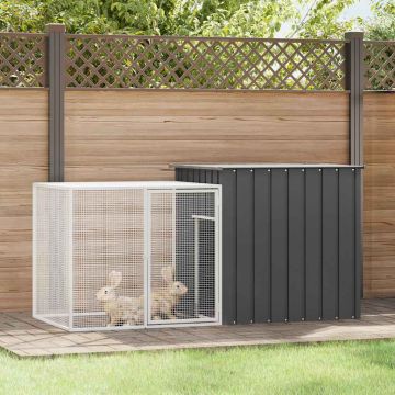 Gabbia per Conigli Antracite 200x91x100 cm Acciaio Zincato