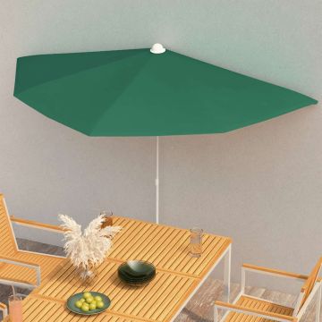 Ombrellone Semicircolare da Giardino con Palo 180x90 cm Verde
