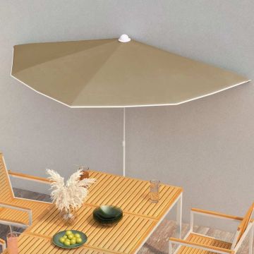 Ombrellone Semicircolare da Giardino con Palo 180x90 cm Tortora