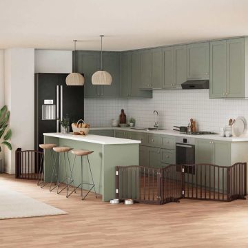 Cancello Cani Porta Pieghevole Marrone 6 Pannelli 480cm Pioppo