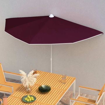 Ombrellone Semicircolare da Giardino con Palo 180x90 cm Bordò
