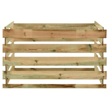 Compostiera da Giardino a Doghe 120x120x70cm in Pino Impregnato
