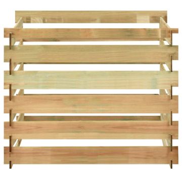 Compostiera da Giardino a Doghe 100x100x80cm in Pino Impregnato