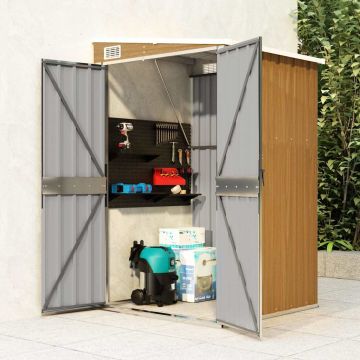Capanno Giardino a Parete Marrone 118x100x178cm Acciaio Zincato