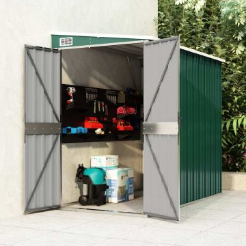 Capanno Giardino a Parete Verde 118x194x178 cm Acciaio Zincato