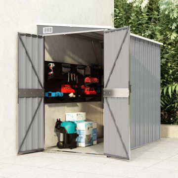 Capanno Giardino a Parete Grigio 118x194x178 cm Acciaio Zincato