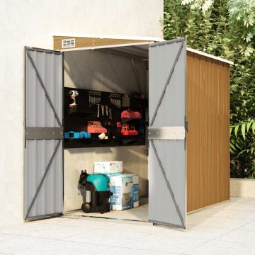 Capanno Giardino a Parete Marrone 118x194x178cm Acciaio Zincato