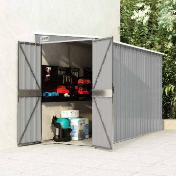 Capanno Giardino a Parete Grigio 118x288x178 cm Acciaio Zincato