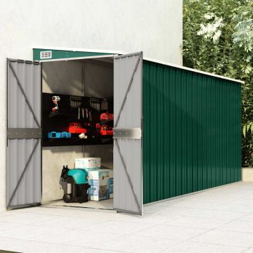 Capanno Giardino a Parete Verde 118x382x178 cm Acciaio Zincato