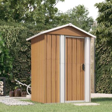 Casetta da giardino marrone 126x97,5x177 cm in acciaio zincato