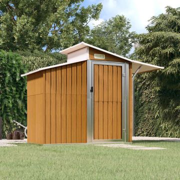 Capanno da Giardino Marrone 270x130x208,5 cm Acciaio Zincato