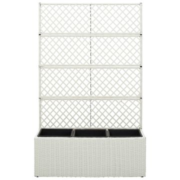 Letto Rialzato a Traliccio 3 Vasi 83x30x130cm Polyrattan Bianco