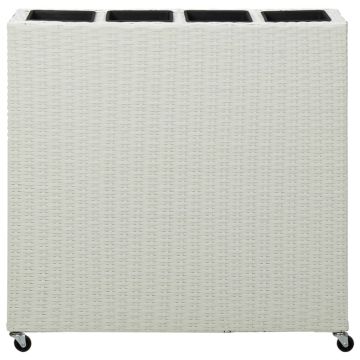 Letto Rialzato con 4 Vasi 80x22x79 cm in Polyrattan Bianco