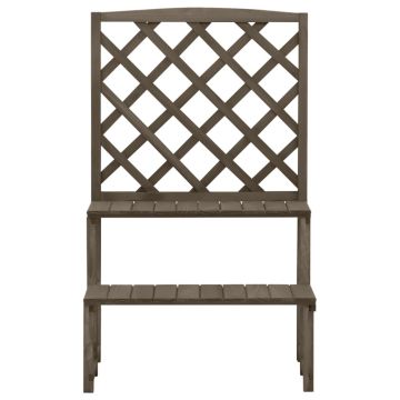 Fioriera con Traliccio Grigio 70x42x115 cm in Massello di Abete