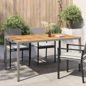 Tavolo Giardino 150x90x75 cm Polyrattan e Legno d'Acacia Grigio
