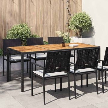 Tavolo da Giardino 190x90x75 cm Polyrattan Legno di Acacia Nero