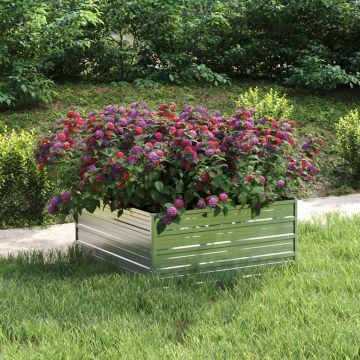 Letto Rialzato Giardino 100x100x45cm in Acciaio Zincato Argento